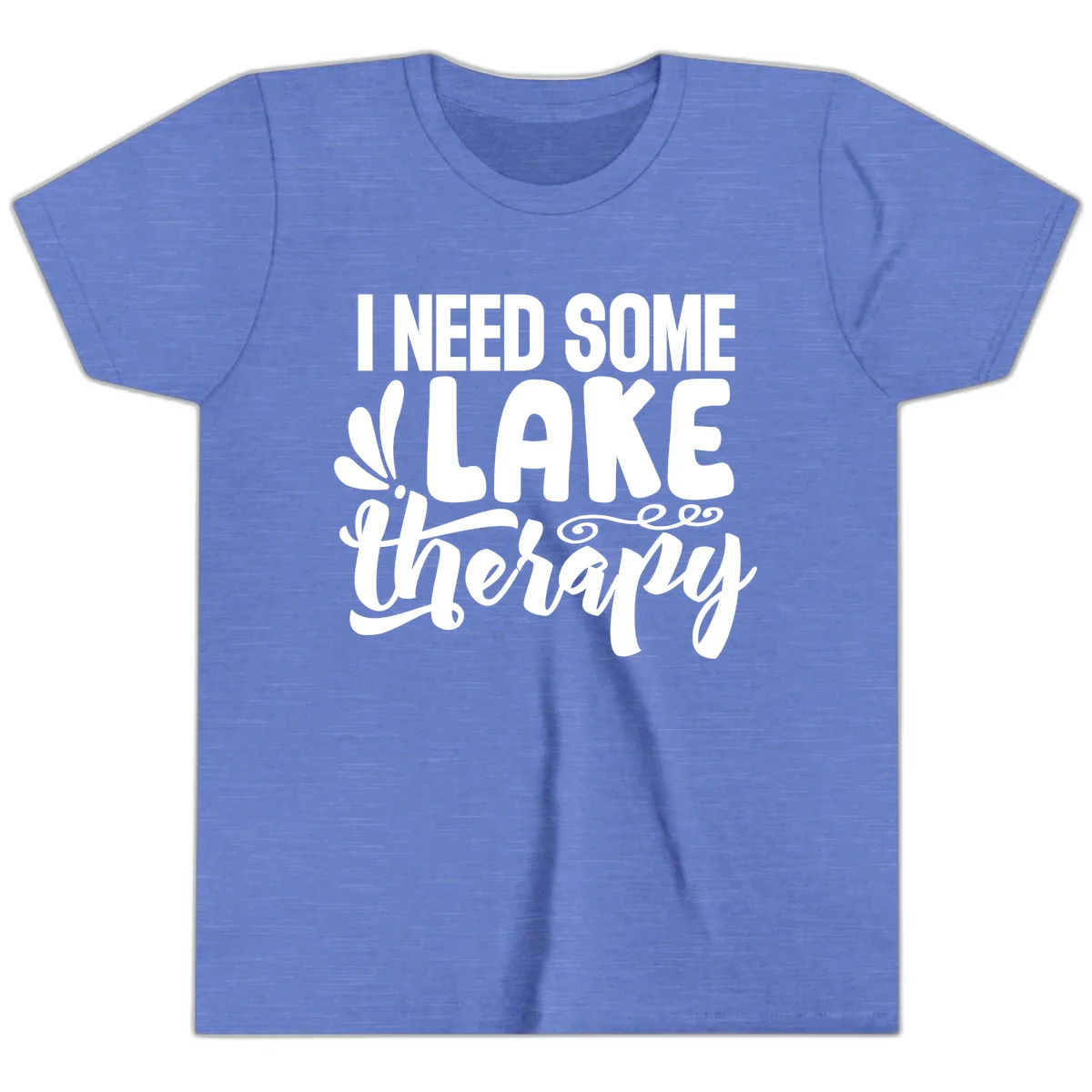 I Need Some Lake Therapy Design Youth T-Shirt in Heather Columbia Blue
