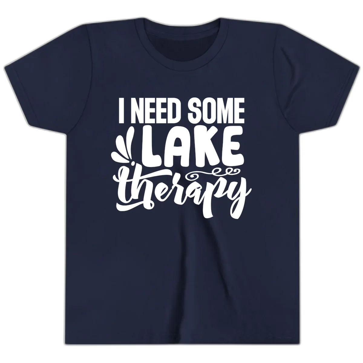 I Need Some Lake Therapy Design Youth T-Shirt in Navy