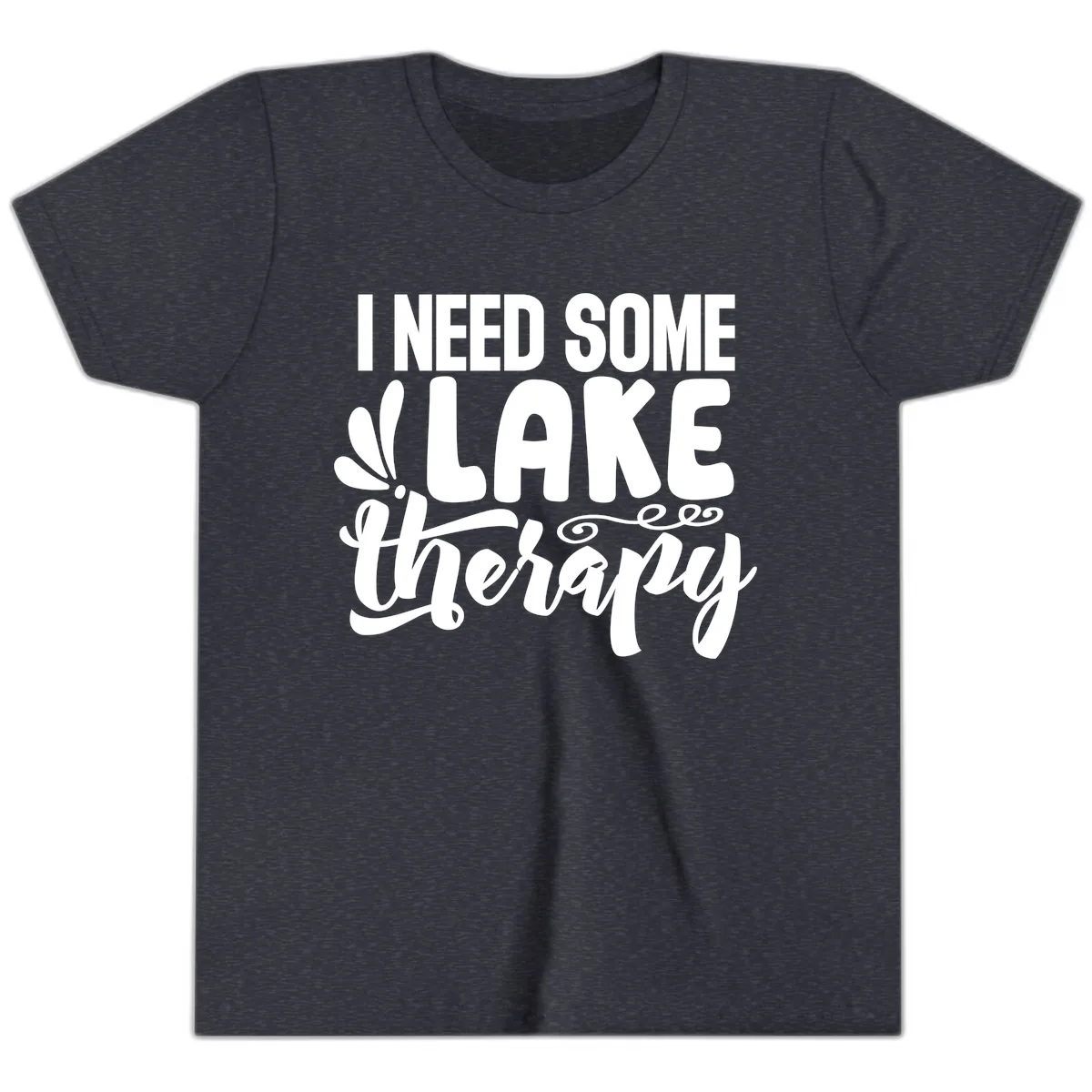 I Need Some Lake Therapy Design Youth T-Shirt in Heather Navy