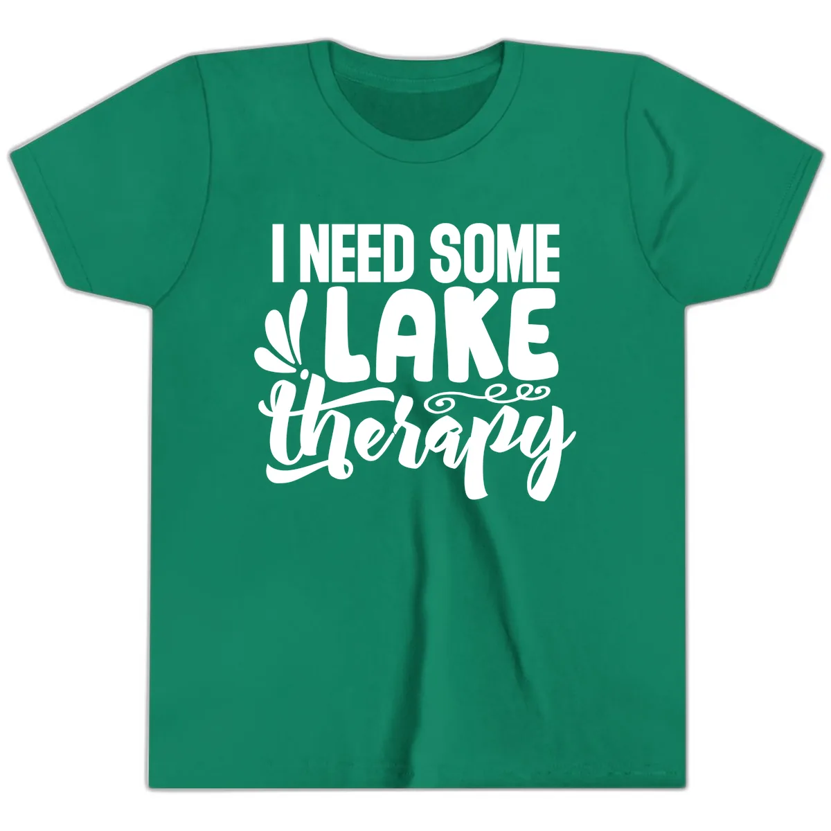 I Need Some Lake Therapy Design Youth T-Shirt in Kelly