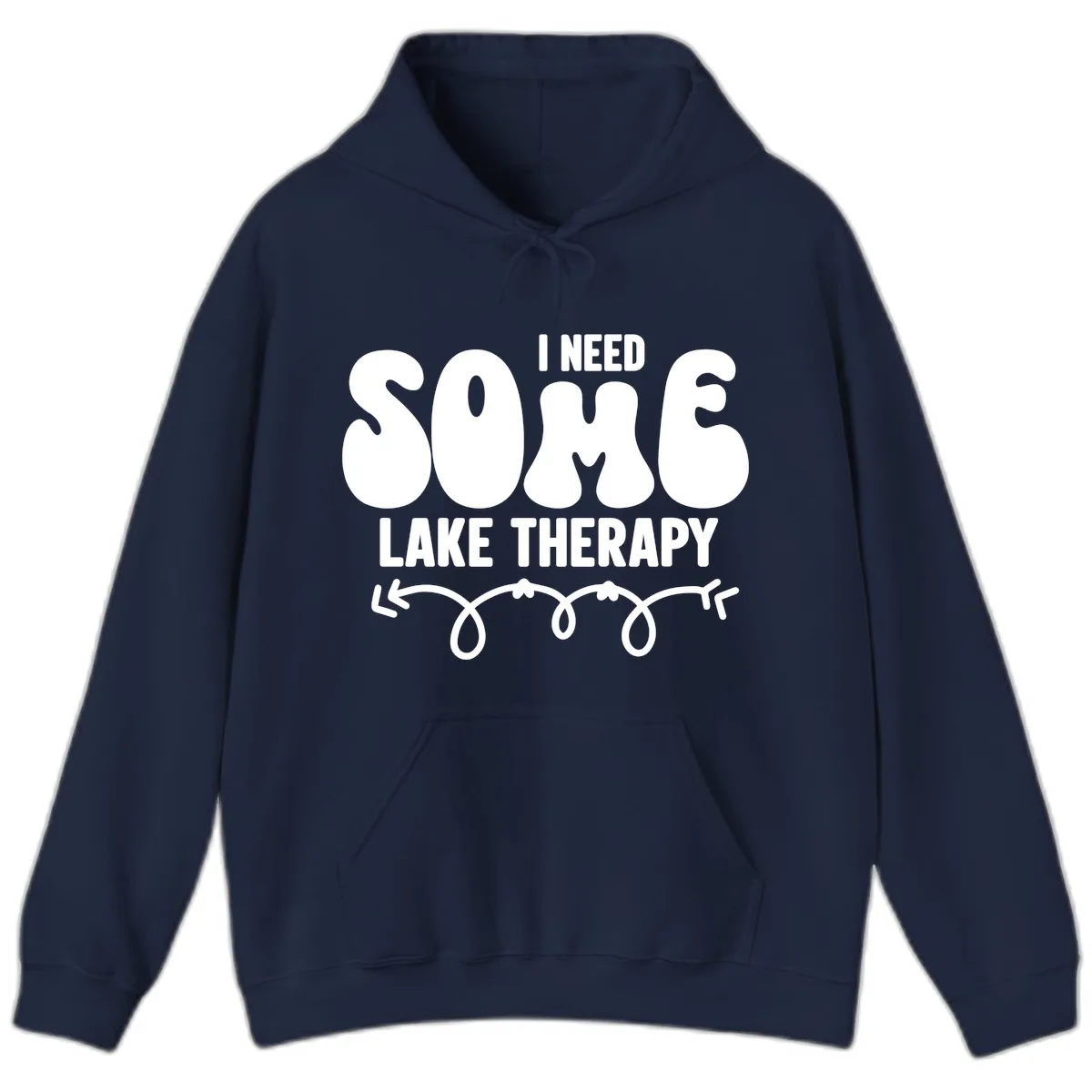 I Need Some Lake Therapy Design Hoodie in Navy