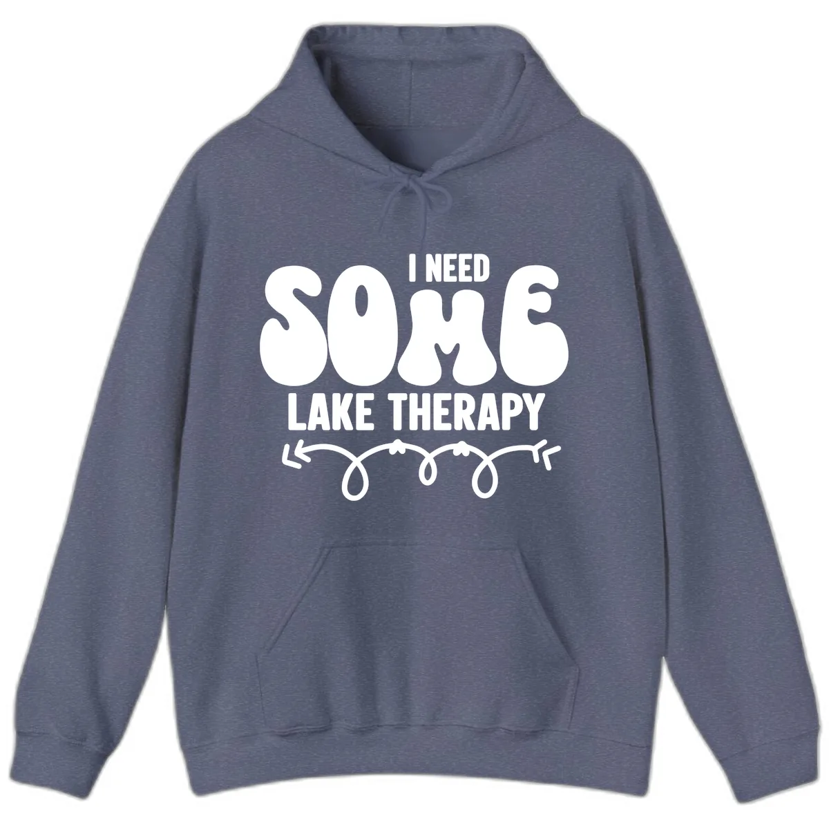 I Need Some Lake Therapy Design Hoodie in Heather Navy