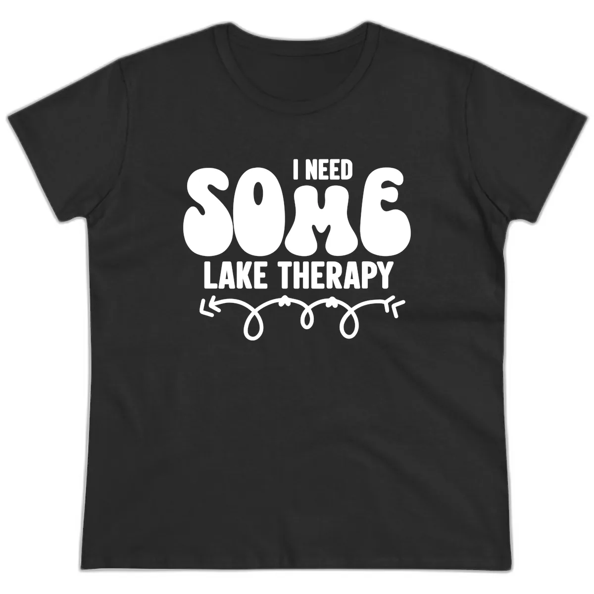 I Need Some Lake Therapy Design Ladies Tee in Black
