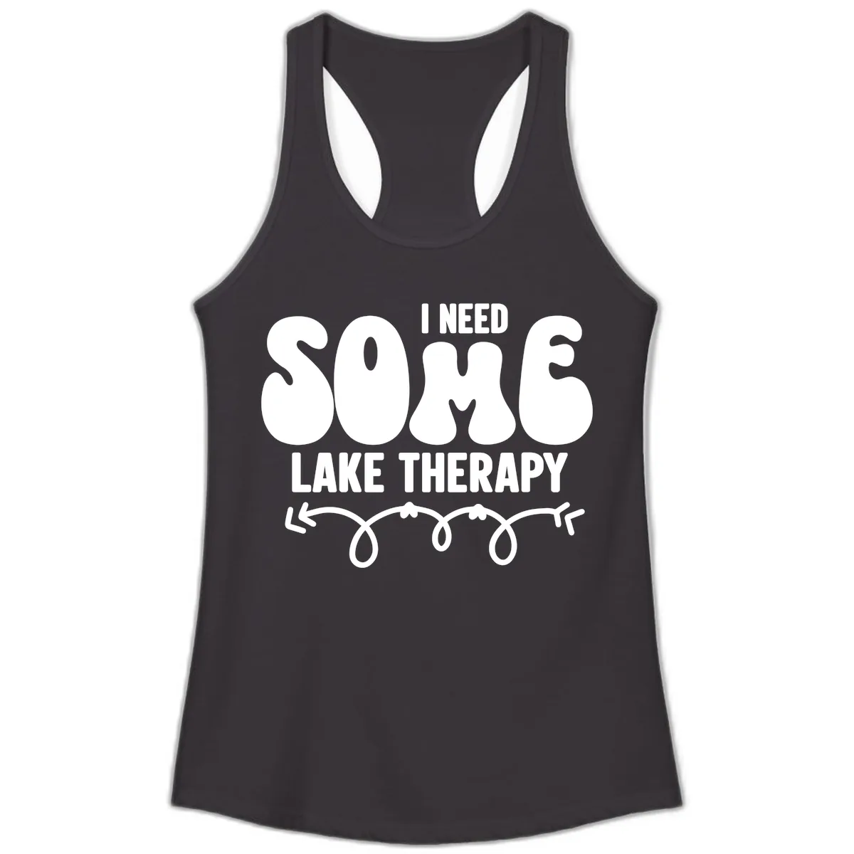 I Need Some Lake Therapy Design Ladies Tank in Black