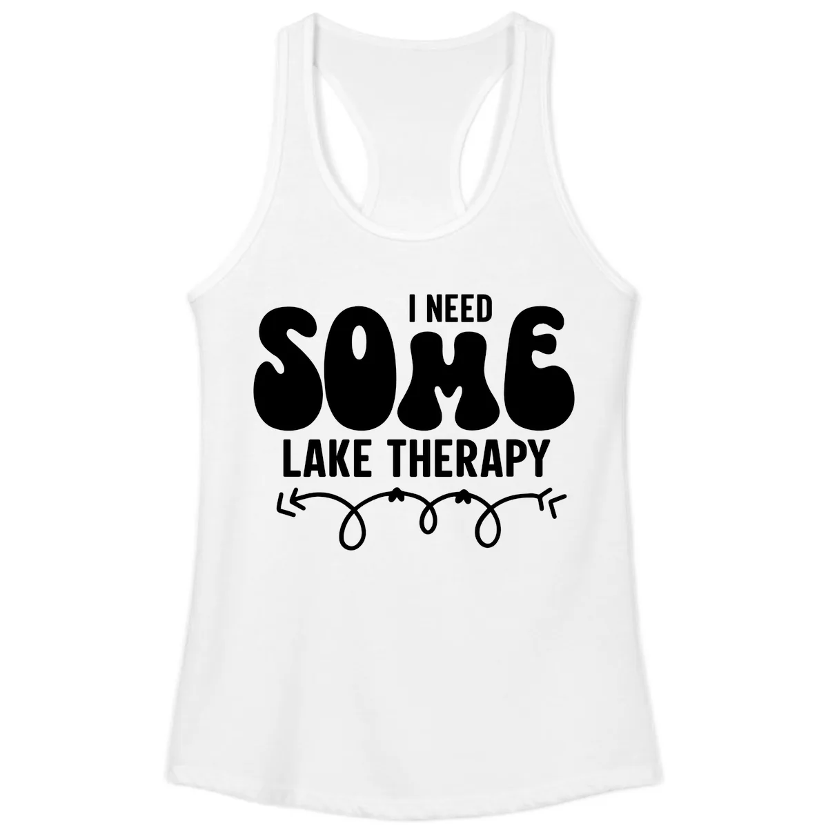 I Need Some Lake Therapy Design Ladies Tank in White