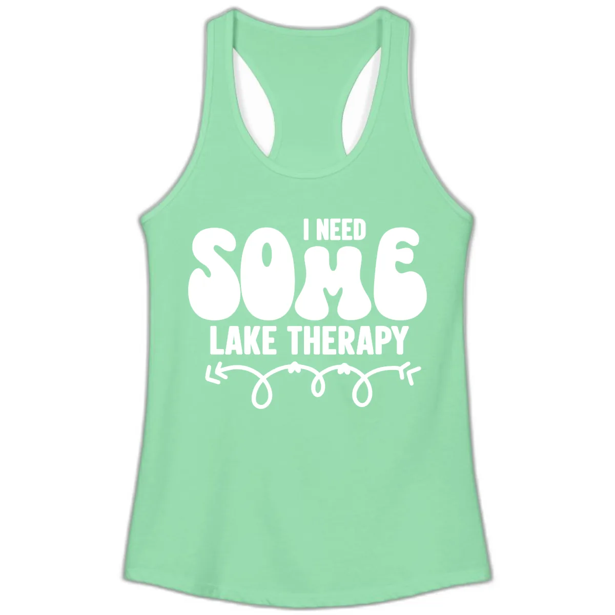 I Need Some Lake Therapy Design Ladies Tank in Solid Mint