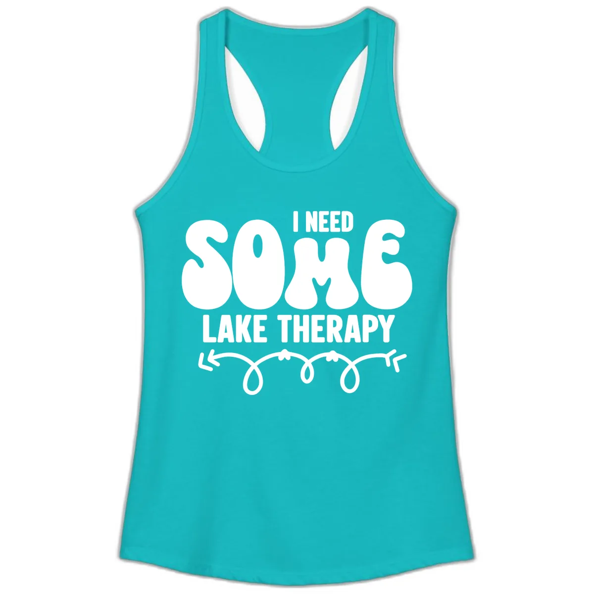 I Need Some Lake Therapy Design Ladies Tank in Tahiti Blue