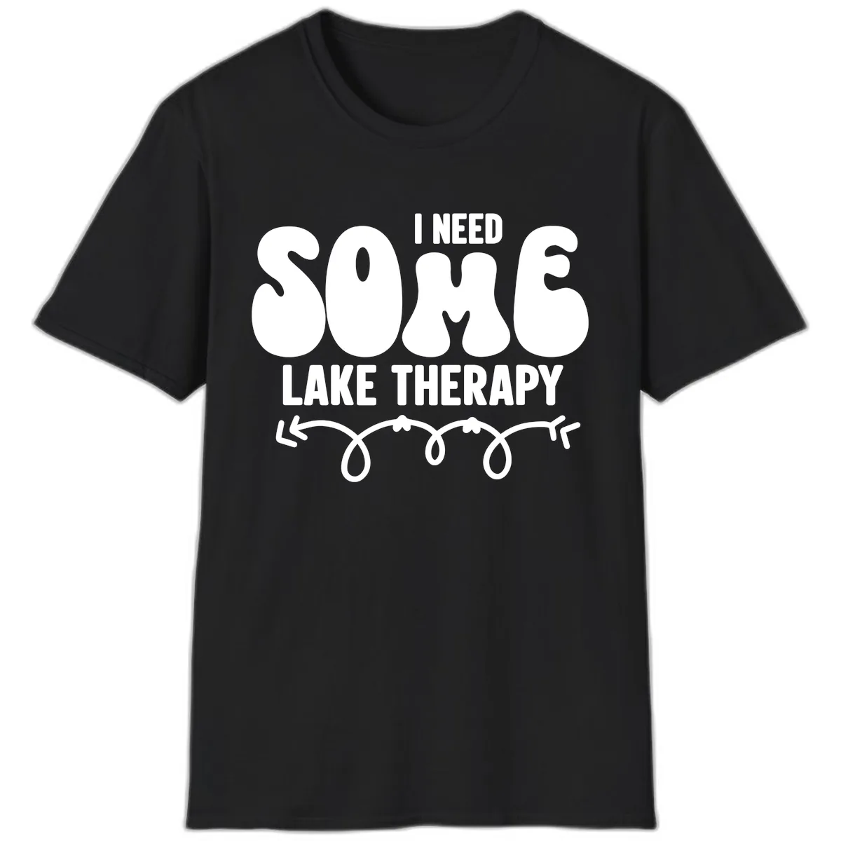 I Need Some Lake Therapy Design T-Shirt in Black