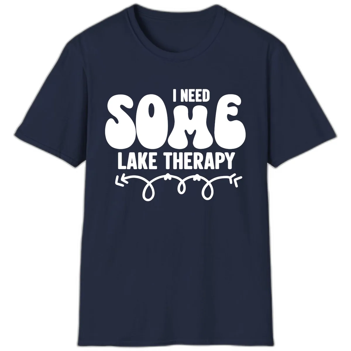 I Need Some Lake Therapy Design T-Shirt in Navy
