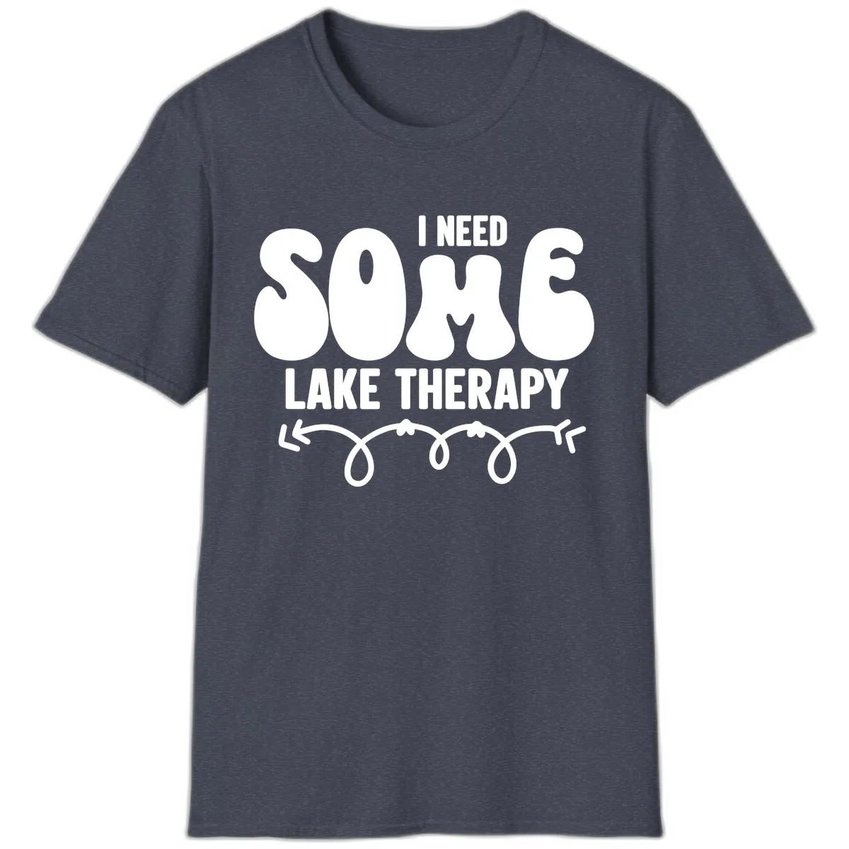 I Need Some Lake Therapy Design T-Shirt in Heather Navy