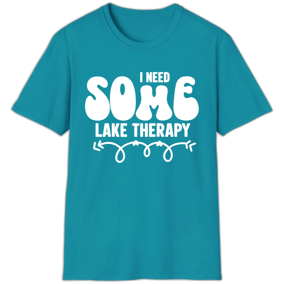 I Need Some Lake Therapy Design T-Shirt in Tropical Blue