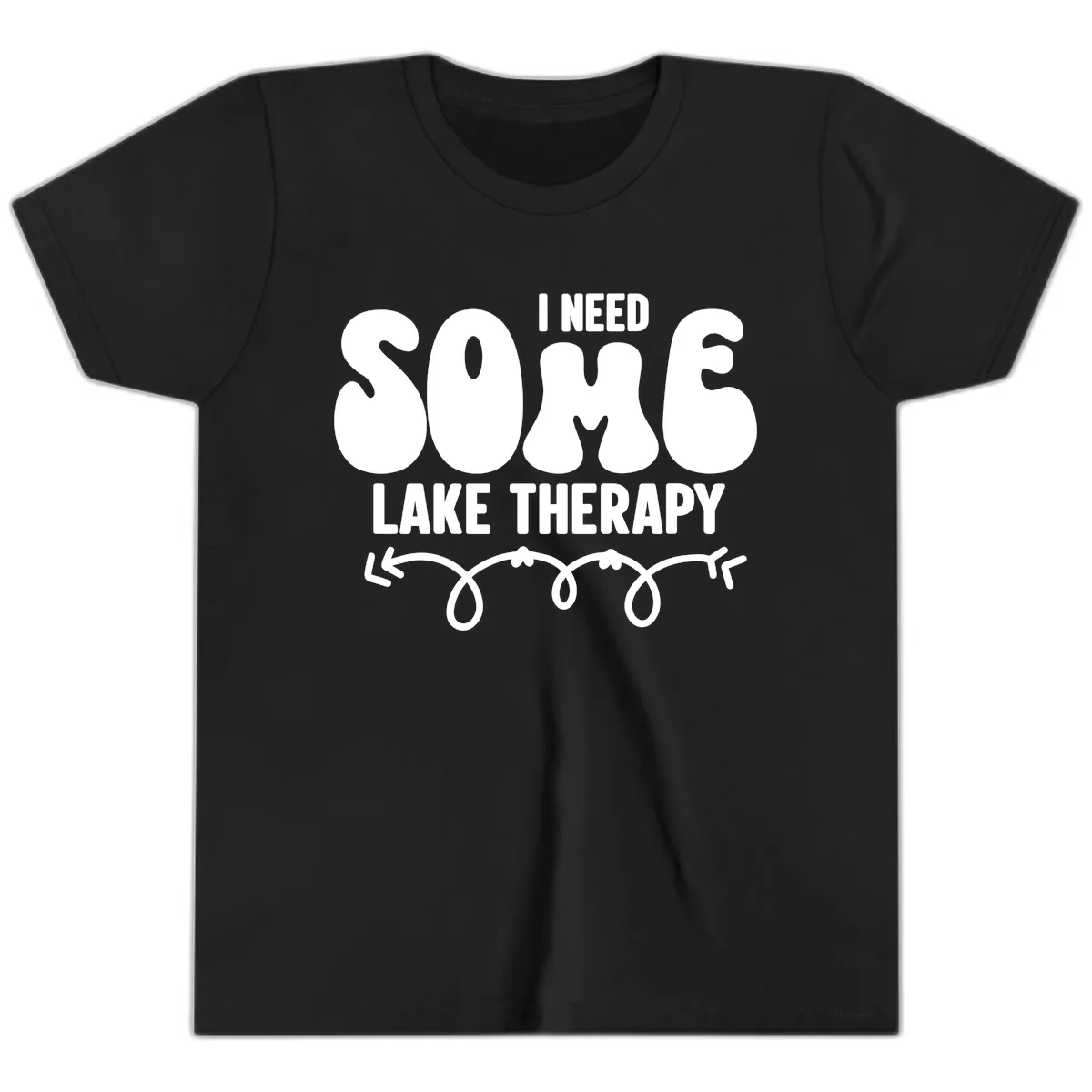 I Need Some Lake Therapy Design Youth T-Shirt in Black