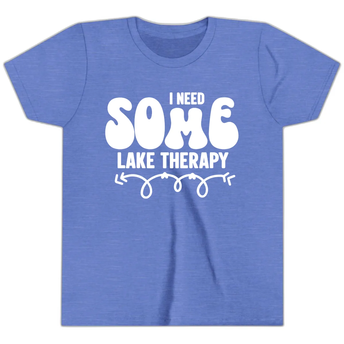 I Need Some Lake Therapy Design Youth T-Shirt in Heather Columbia Blue