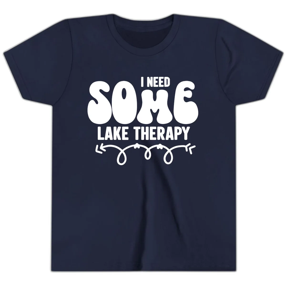 I Need Some Lake Therapy Design Youth T-Shirt in Navy