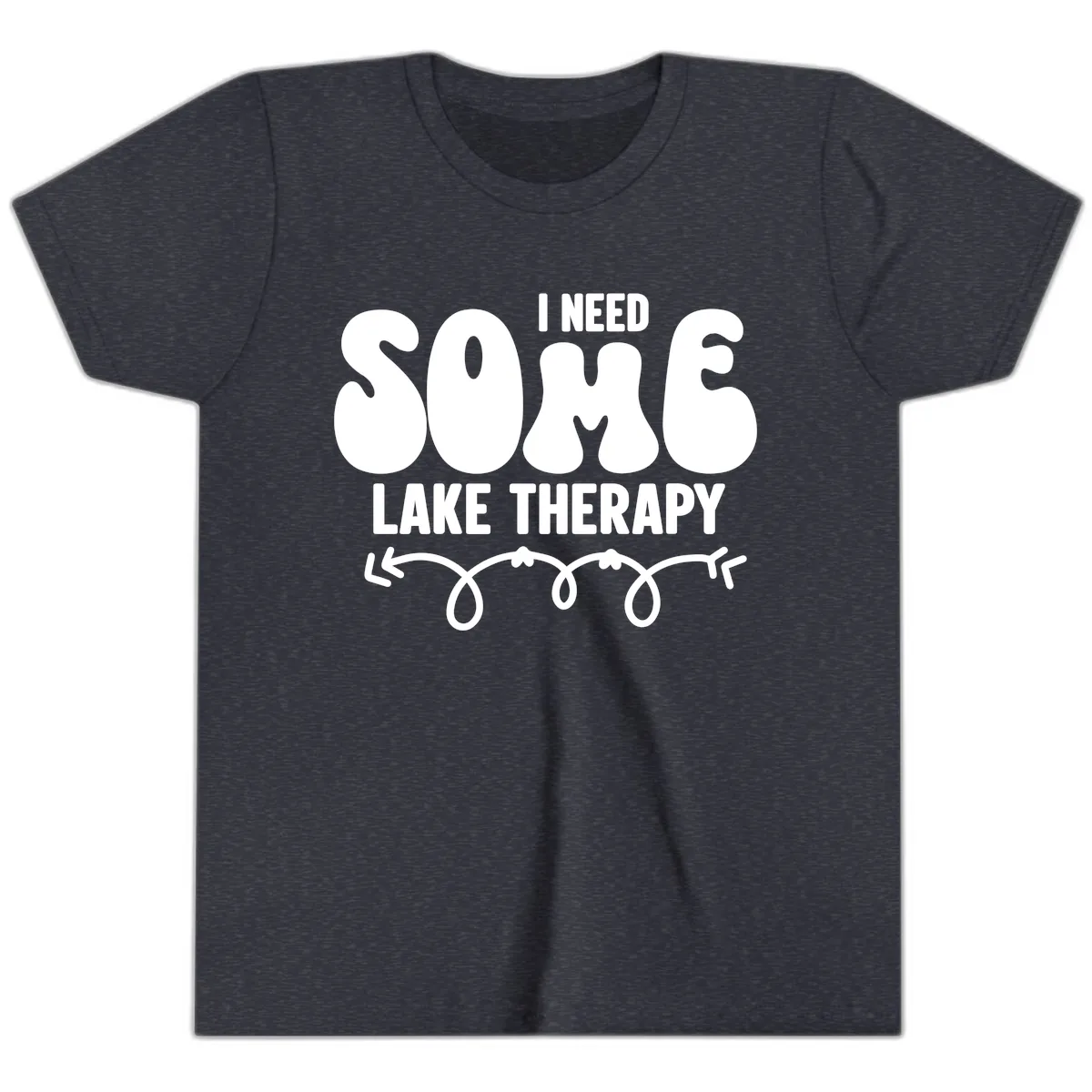 I Need Some Lake Therapy Design Youth T-Shirt in Heather Navy