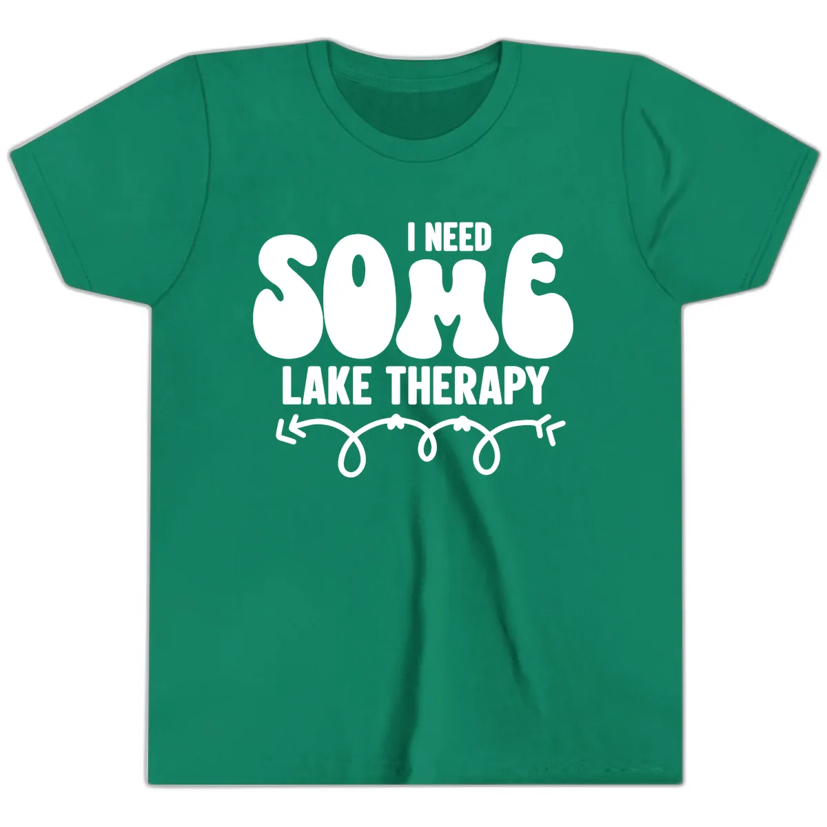 I Need Some Lake Therapy Design Youth T-Shirt in Kelly
