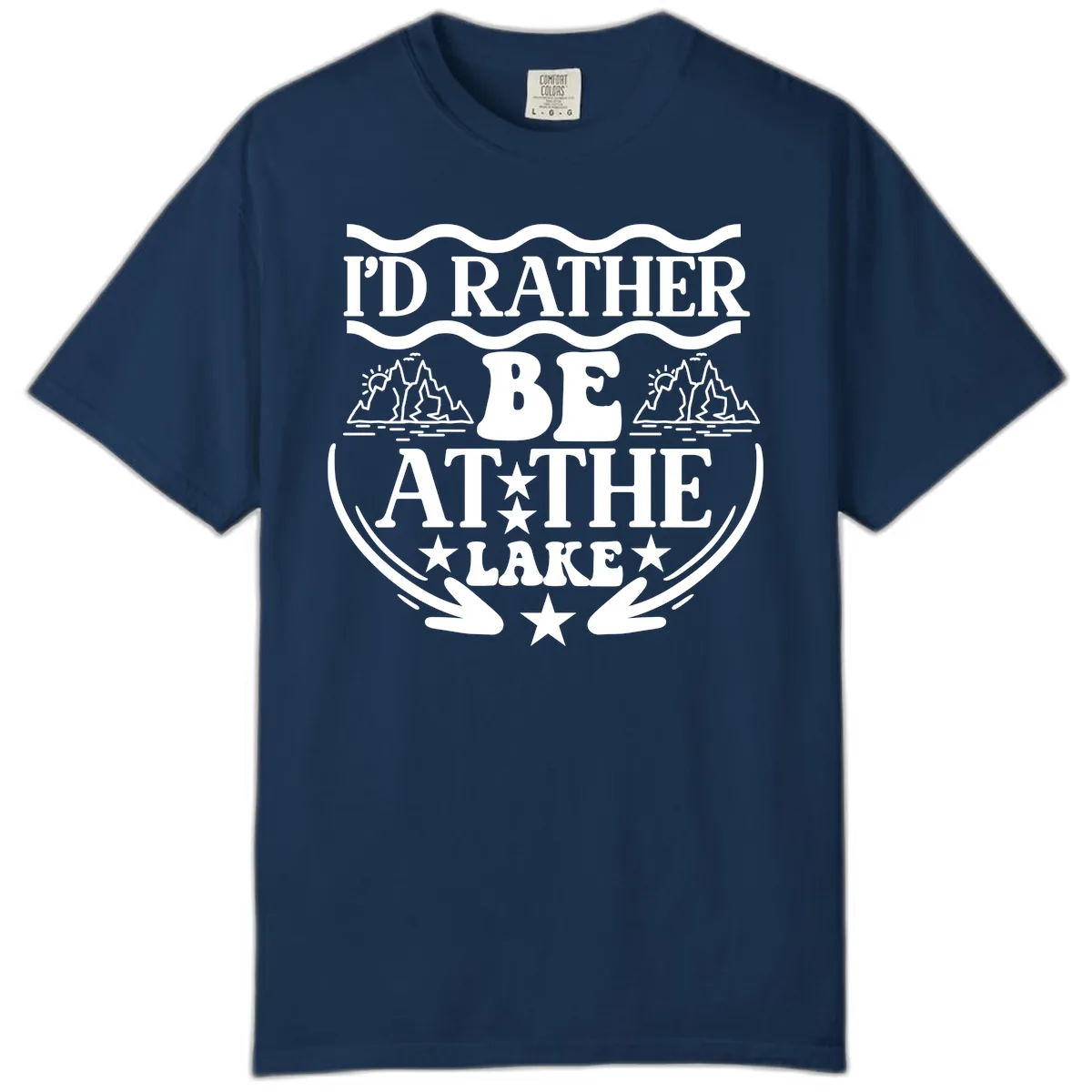 I'd Rather Be At The Lake Mountain Design Comfort Color in Navy