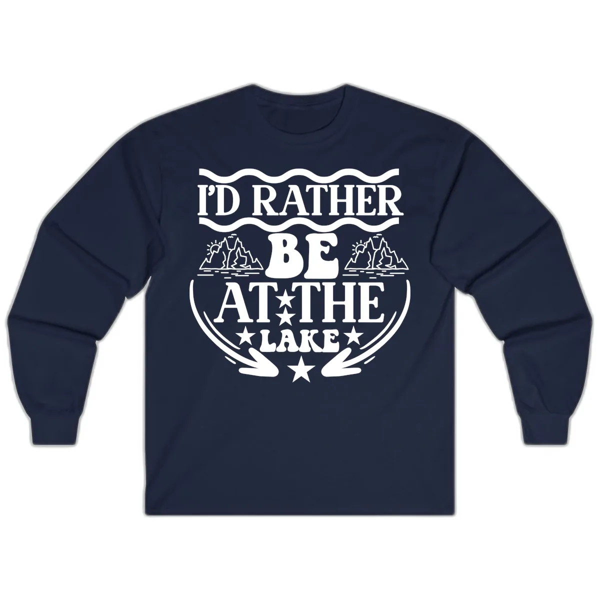 I'd Rather Be At The Lake Mountain Design Long Sleeve in Navy