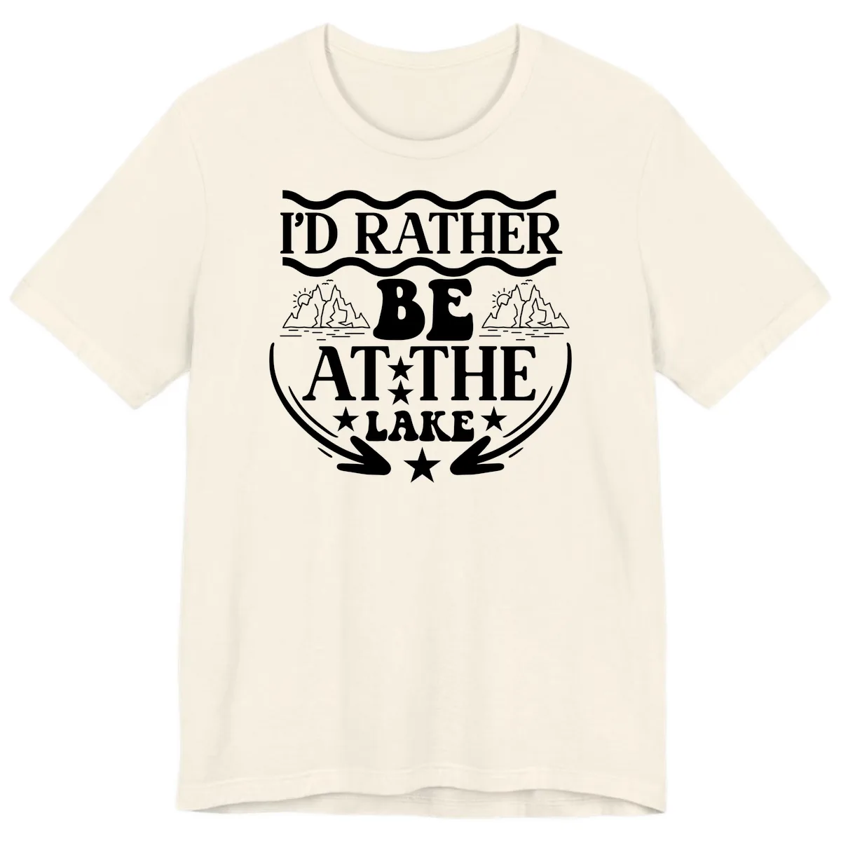 I'd Rather Be At The Lake Mountain Design Premium T-Shirt in Natural