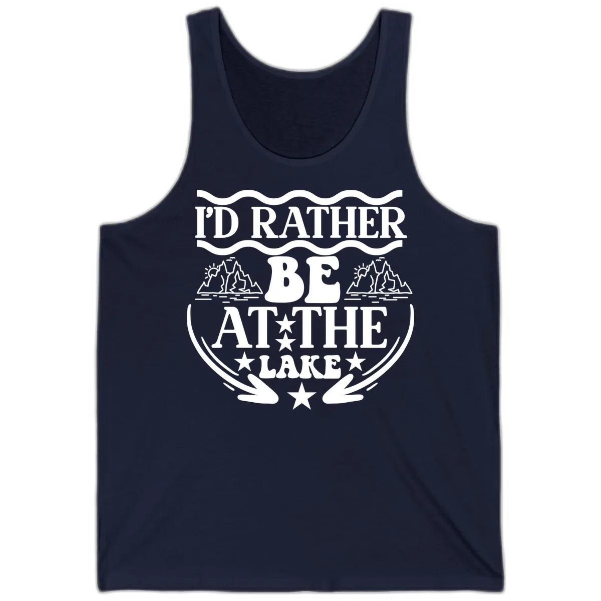 I'd Rather Be At The Lake Mountain Design Tank in Navy