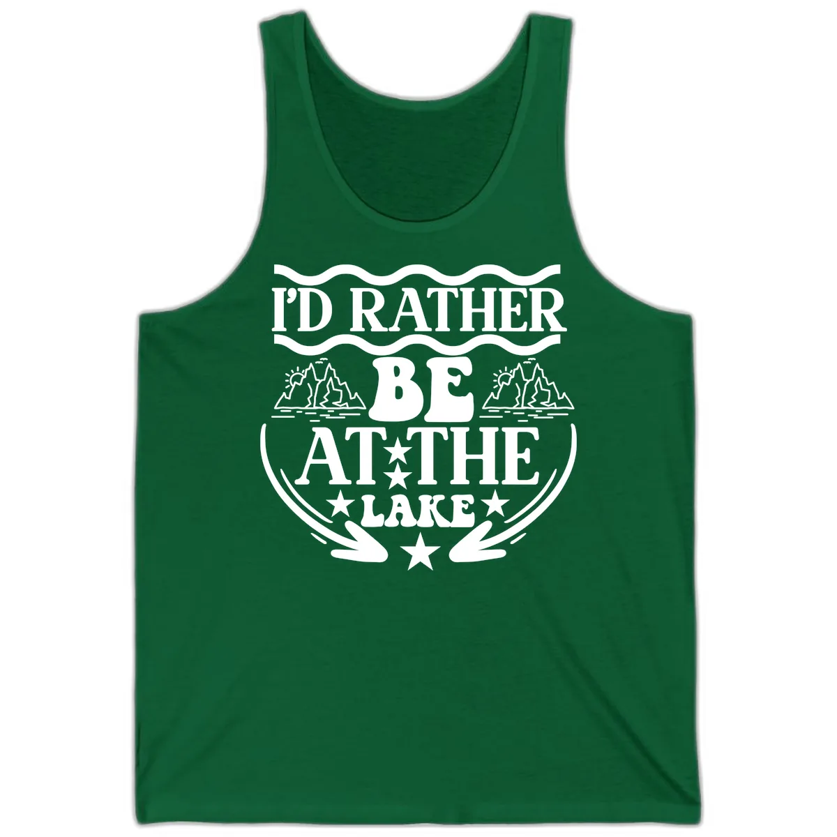 I'd Rather Be At The Lake Mountain Design Tank in Kelly
