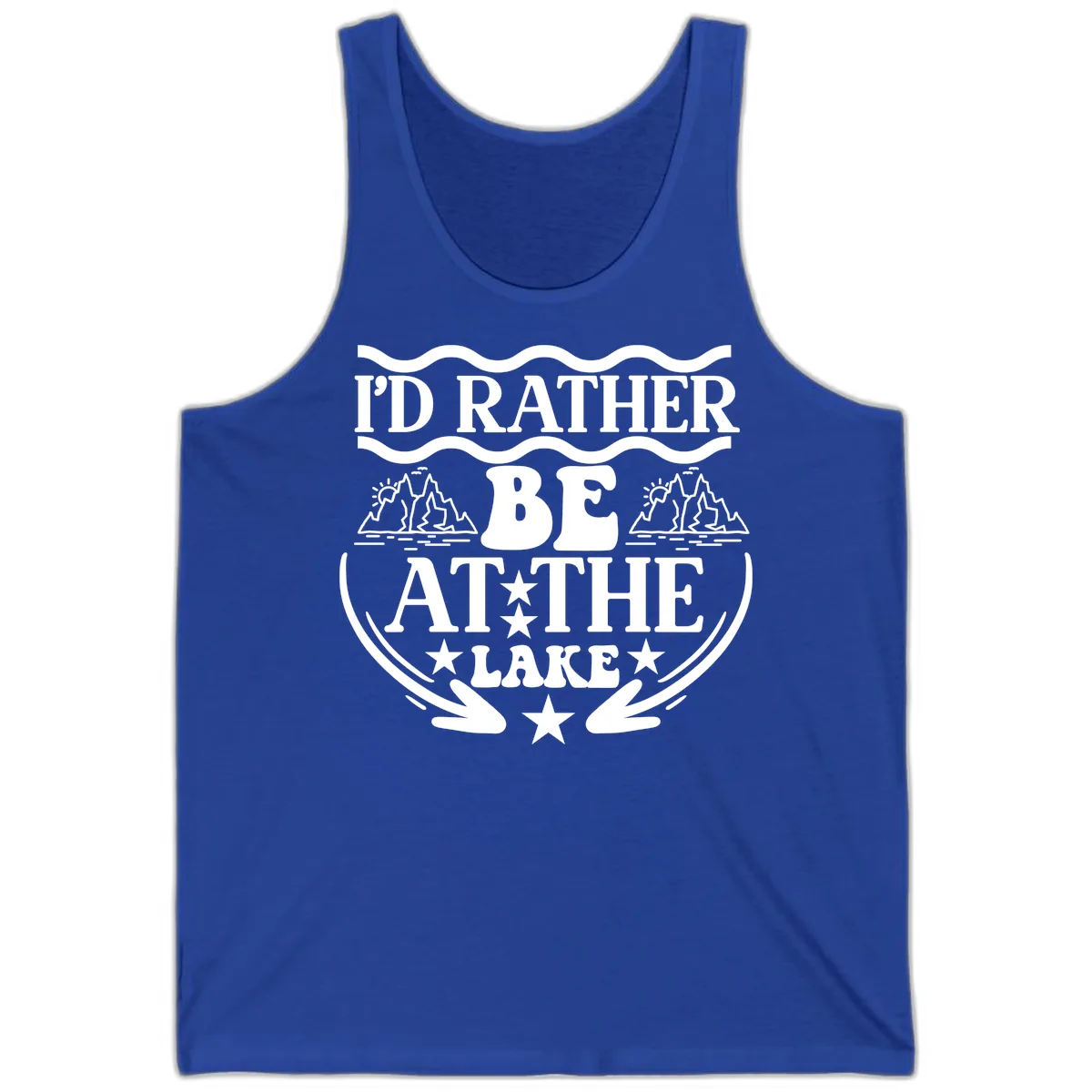 I'd Rather Be At The Lake Mountain Design Tank in True Royal
