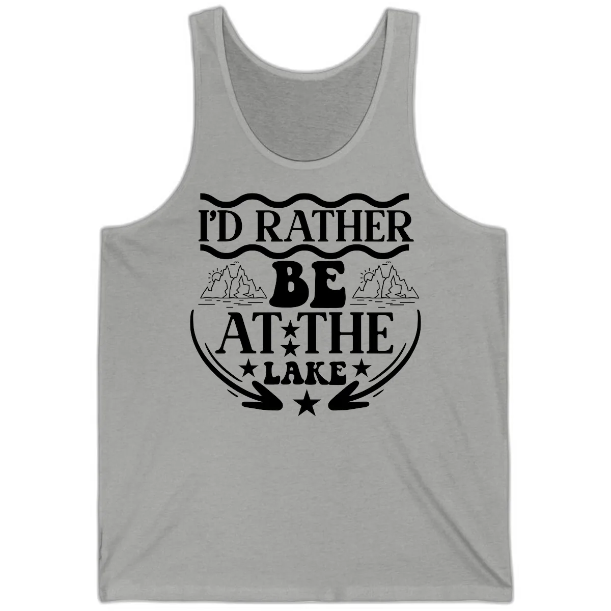 I'd Rather Be At The Lake Mountain Design Tank in Athletic Heather