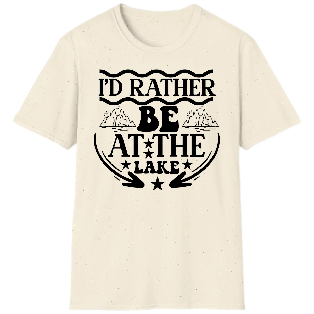 I'd Rather Be At The Lake Mountain Design T-Shirt in Natural