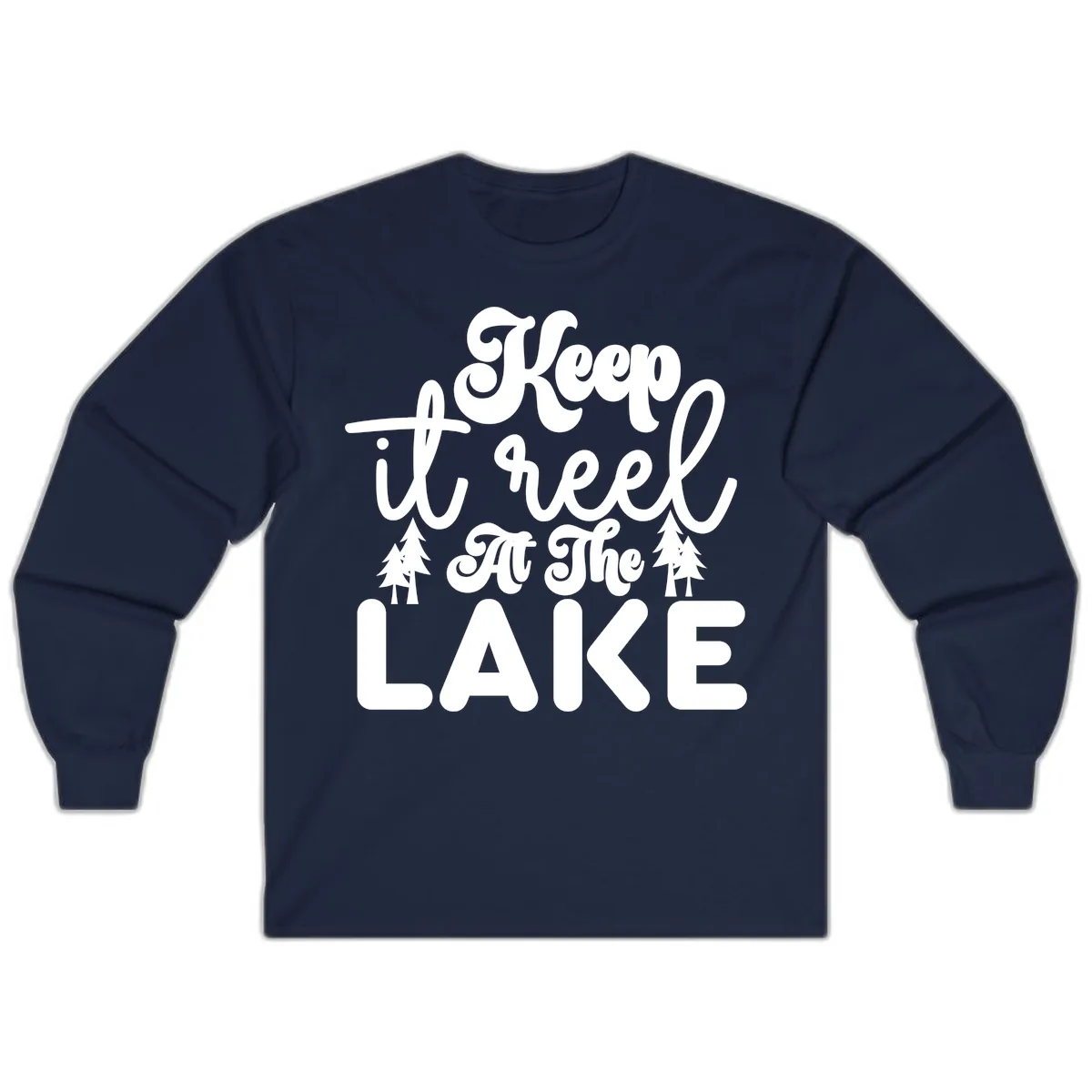 Keep It Reel At The Lake Design Long Sleeve in Navy