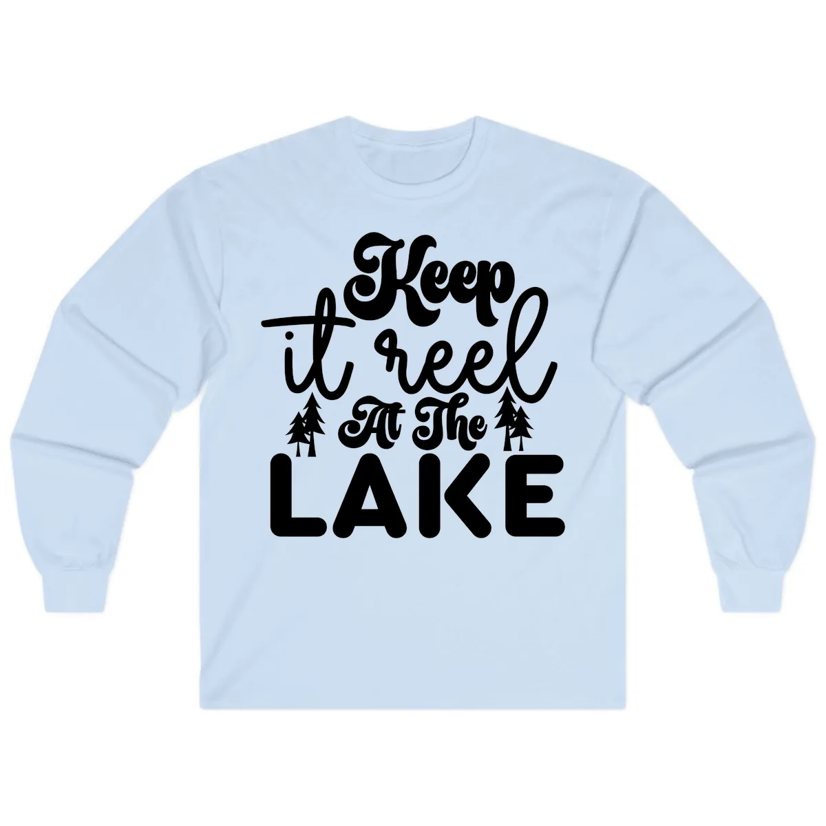 Keep It Reel At The Lake Design Long Sleeve in Light Blue