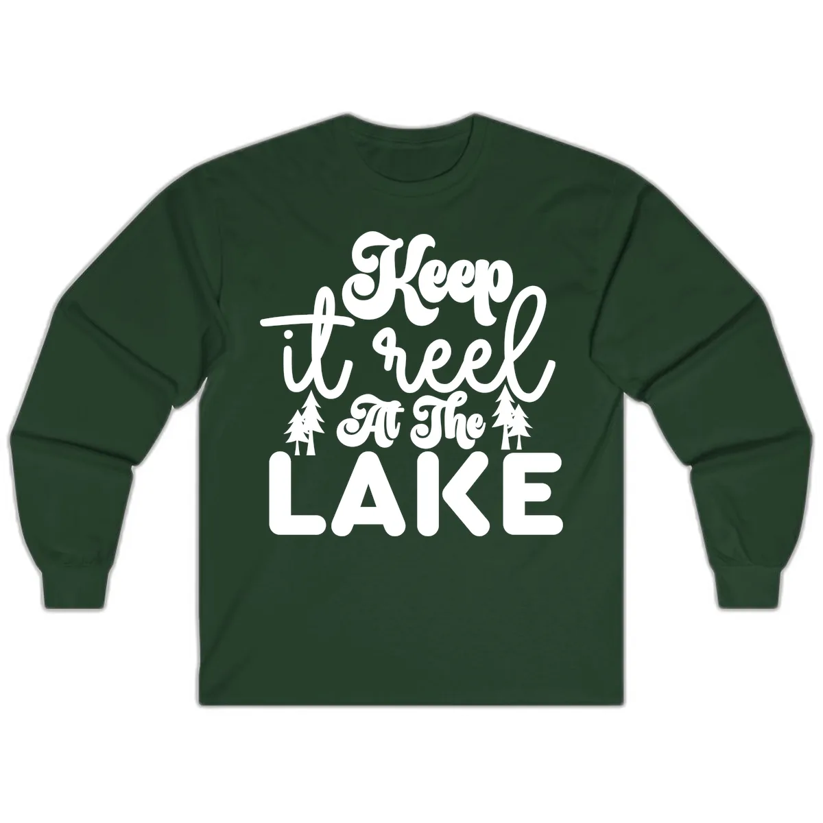 Keep It Reel At The Lake Design Long Sleeve in Forest Green