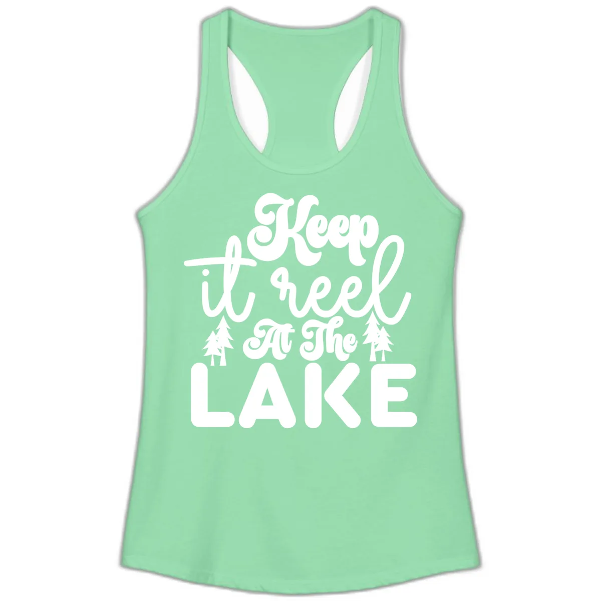 Keep It Reel At The Lake Design Ladies Tank in Solid Mint