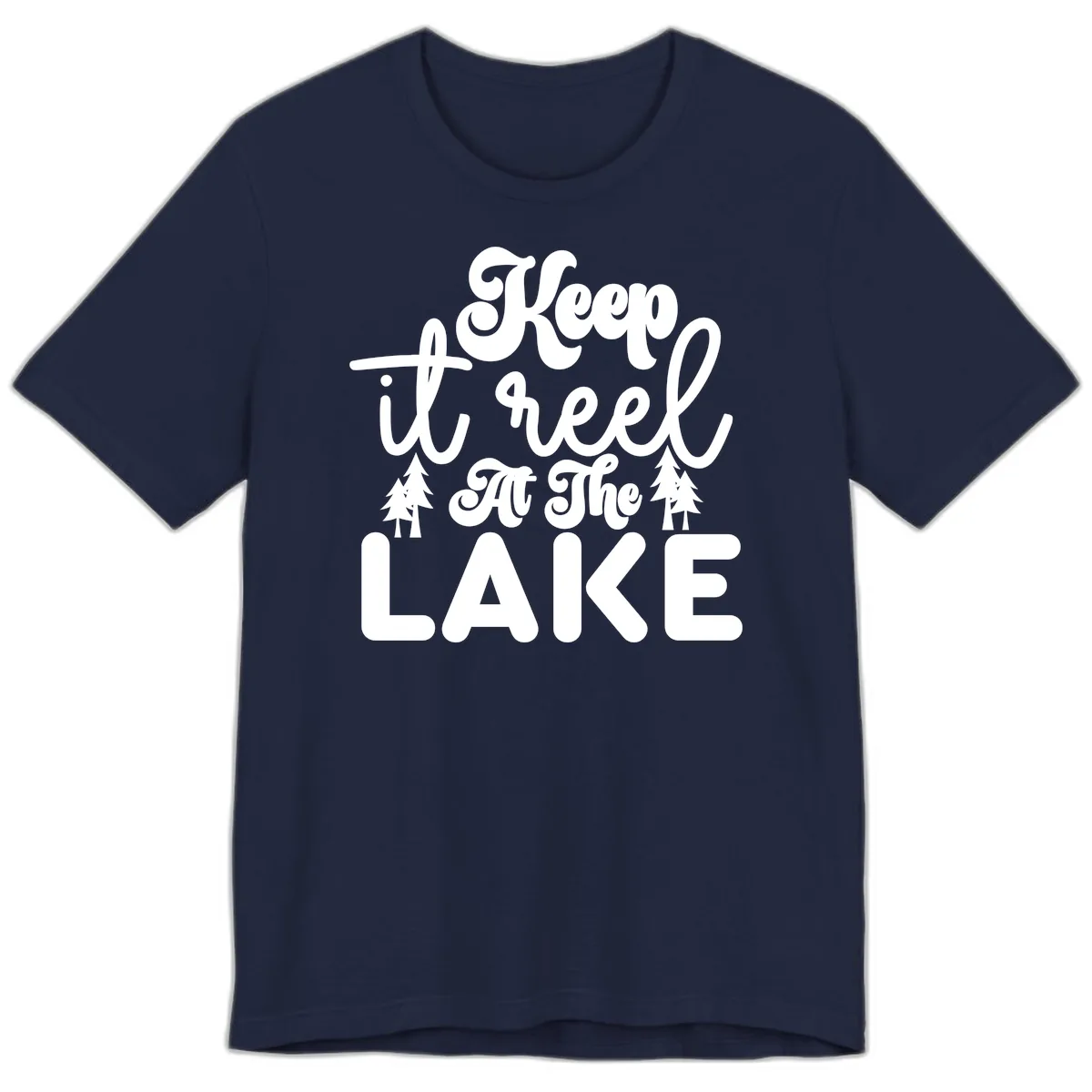 Keep It Reel At The Lake Design Premium T-Shirt in Navy