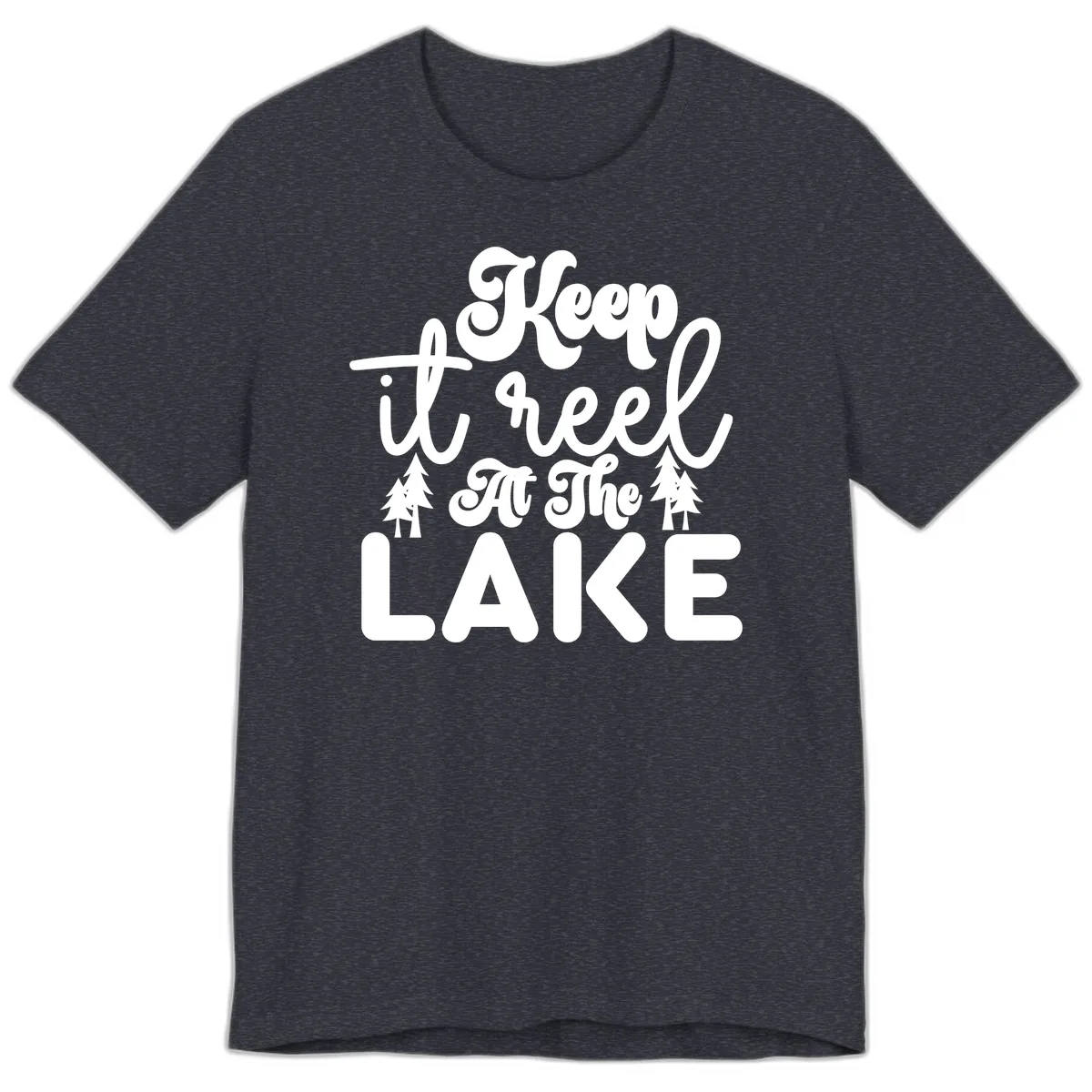 Keep It Reel At The Lake Design Premium T-Shirt in Heather Navy