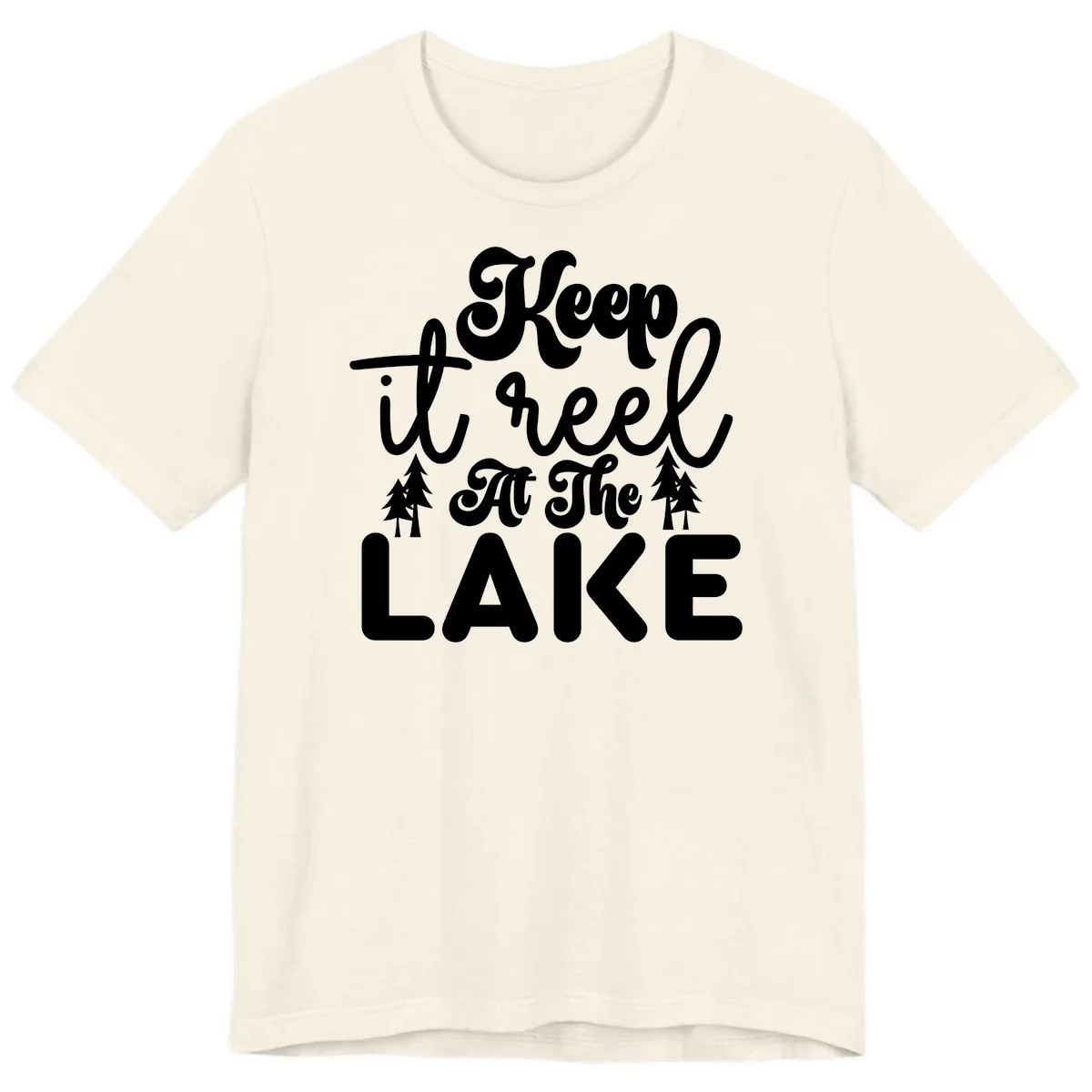 Keep It Reel At The Lake Design Premium T-Shirt in Natural