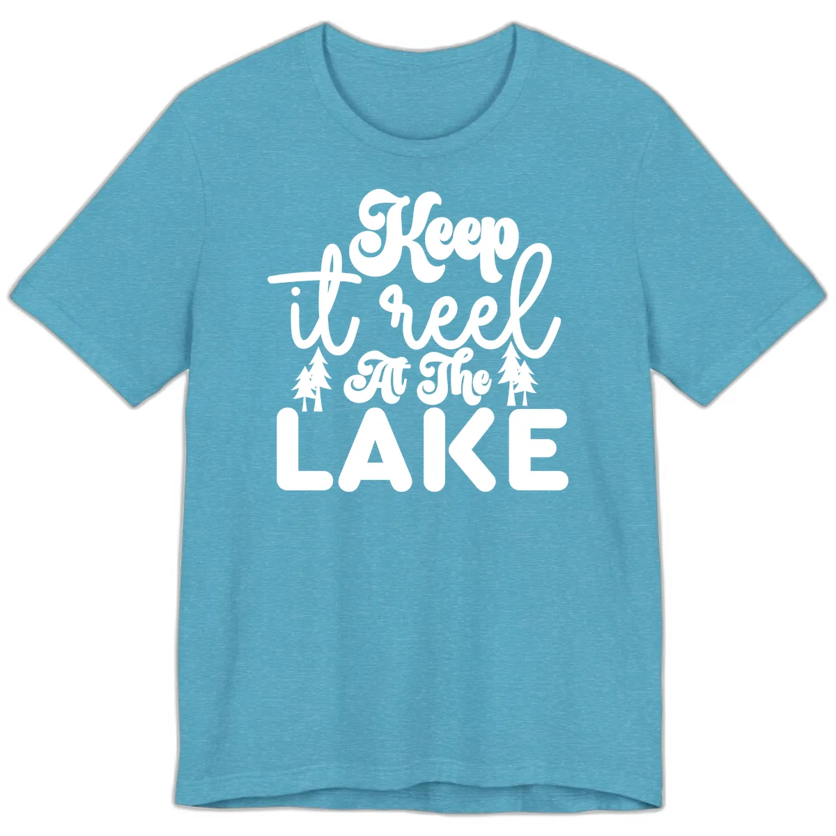 Keep It Reel At The Lake Design Premium T-Shirt in Heather Aqua