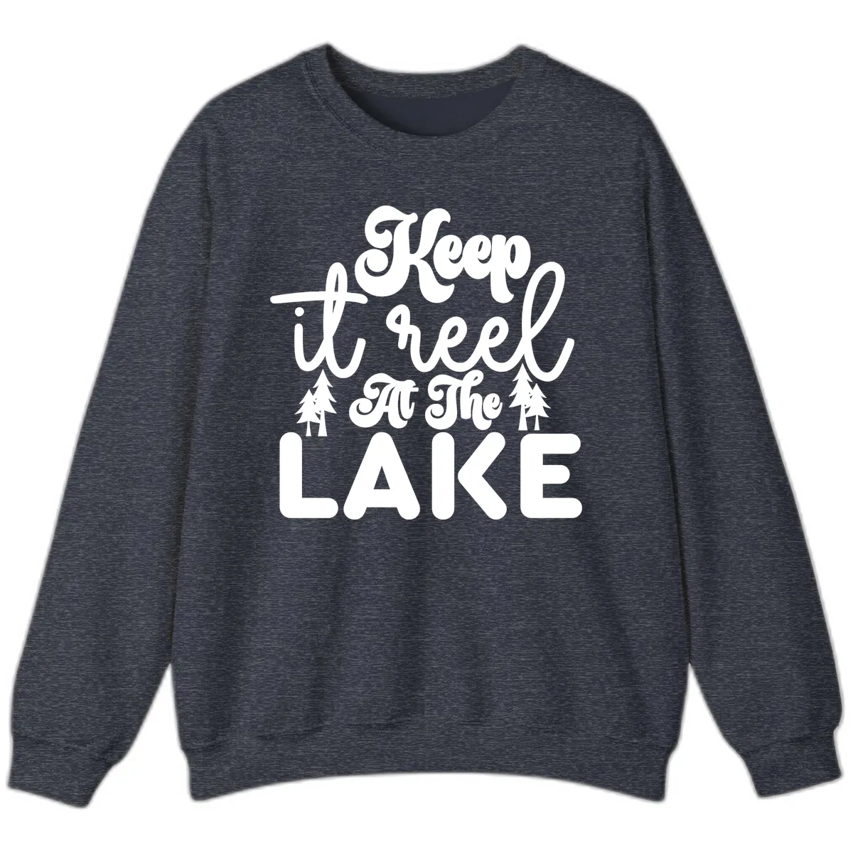 Keep It Reel At The Lake Design Sweatshirt in Heather Sport Dark Navy