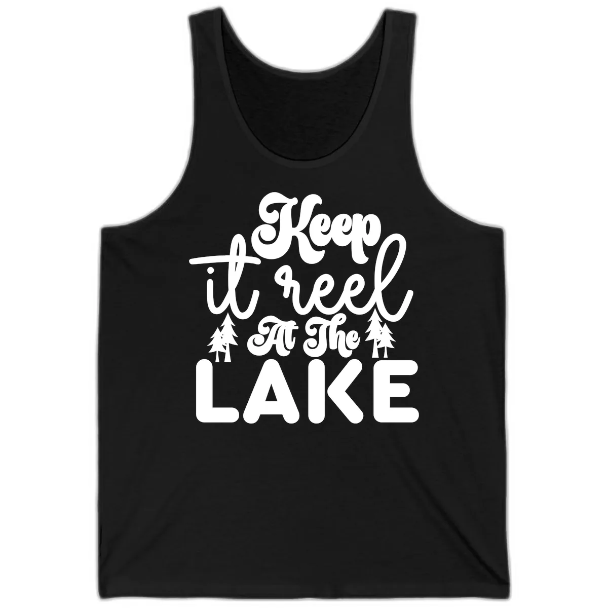 Keep It Reel At The Lake Design Tank in Black