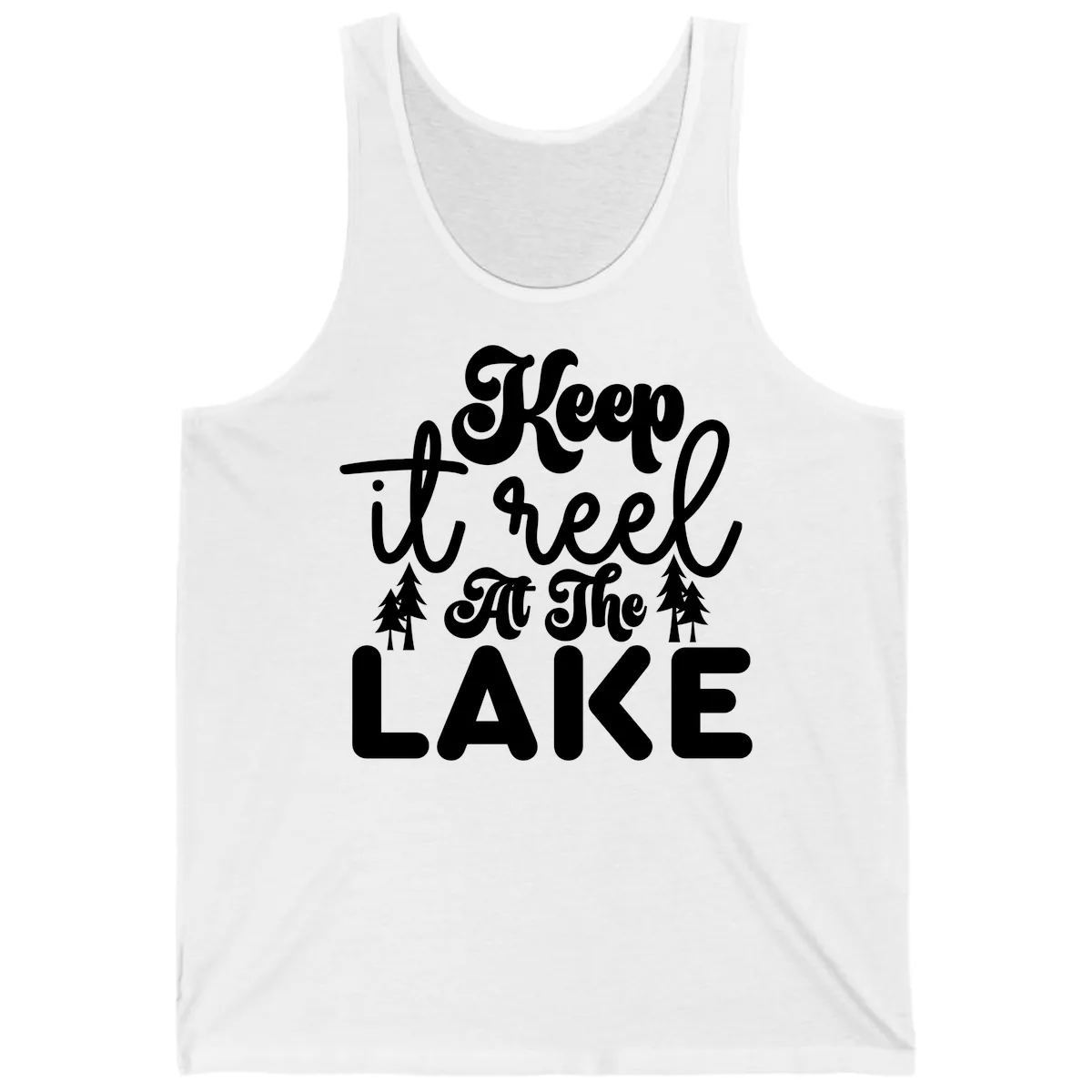 Keep It Reel At The Lake Design Tank in White