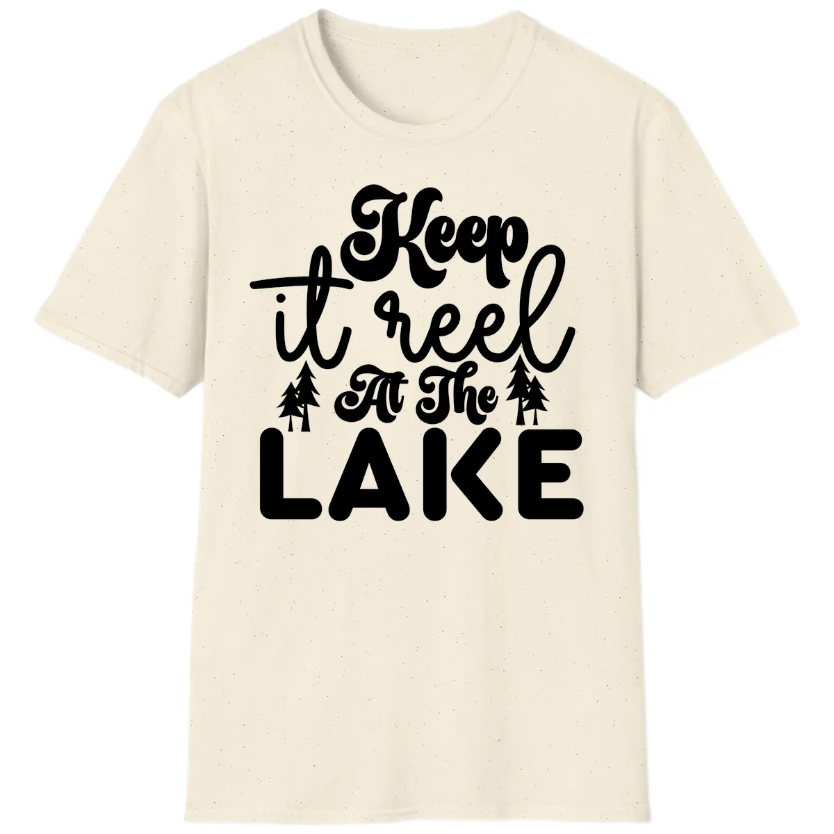 Keep It Reel At The Lake Design T-Shirt in Natural