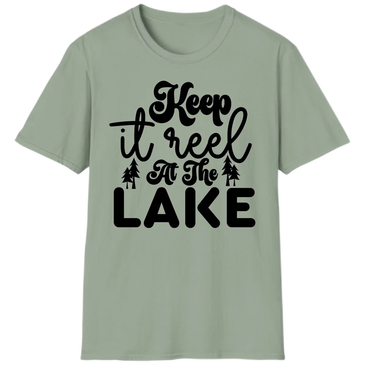 Keep It Reel At The Lake Design T-Shirt in Sage
