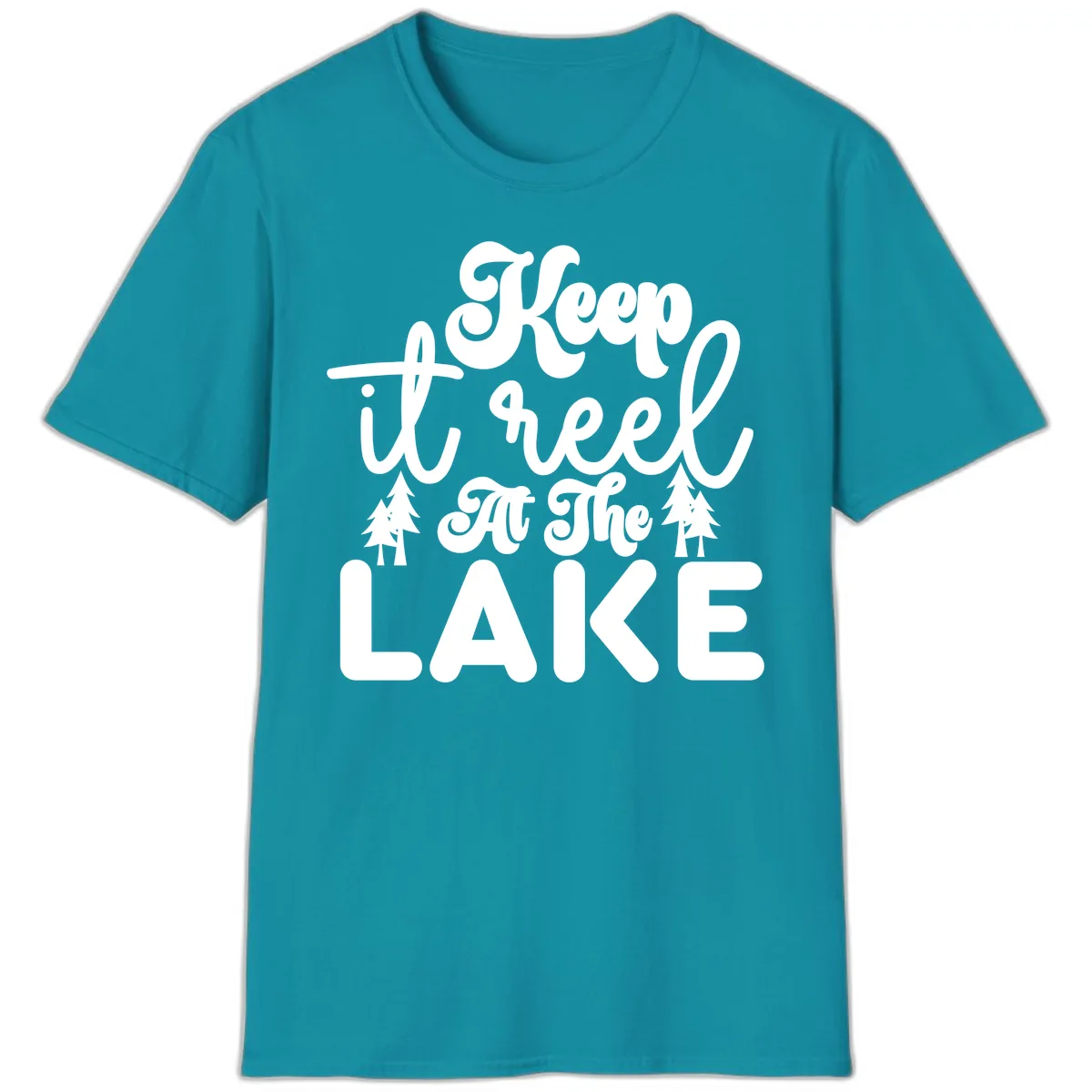 Keep It Reel At The Lake Design T-Shirt in Tropical Blue