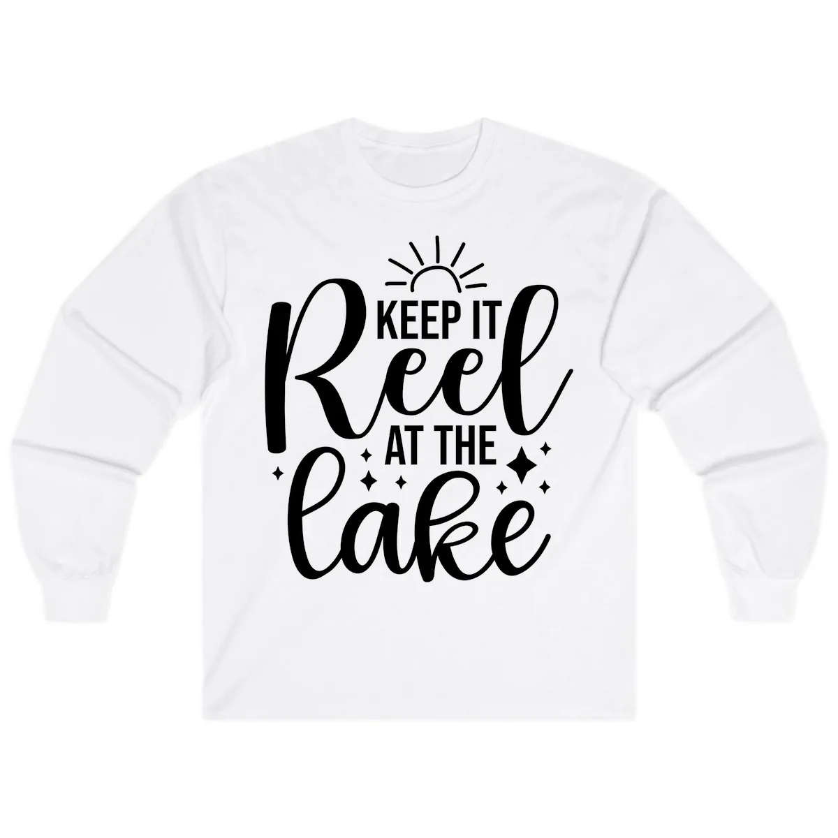 Keep It Reel At The Lake Design Long Sleeve in White