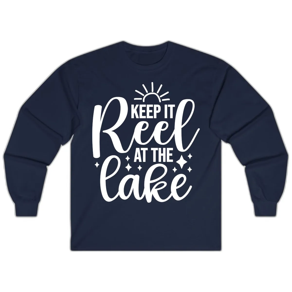 Keep It Reel At The Lake Design Long Sleeve in Navy
