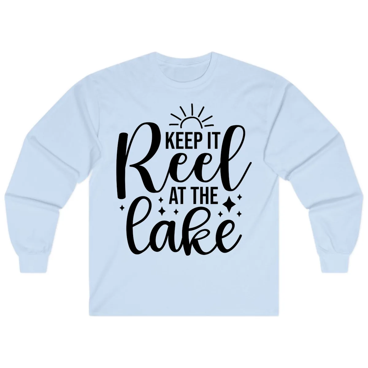 Keep It Reel At The Lake Design Long Sleeve in Light Blue