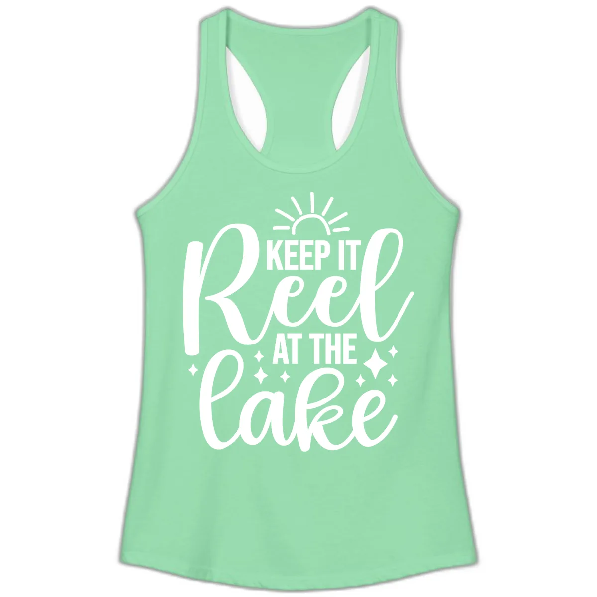 Keep It Reel At The Lake Design Ladies Tank in Solid Mint