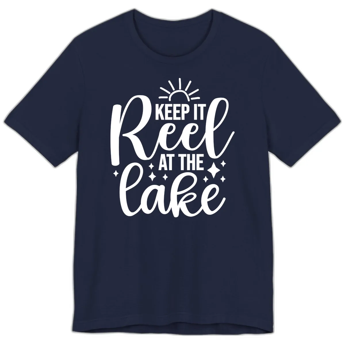 Keep It Reel At The Lake Design Premium T-Shirt in Navy
