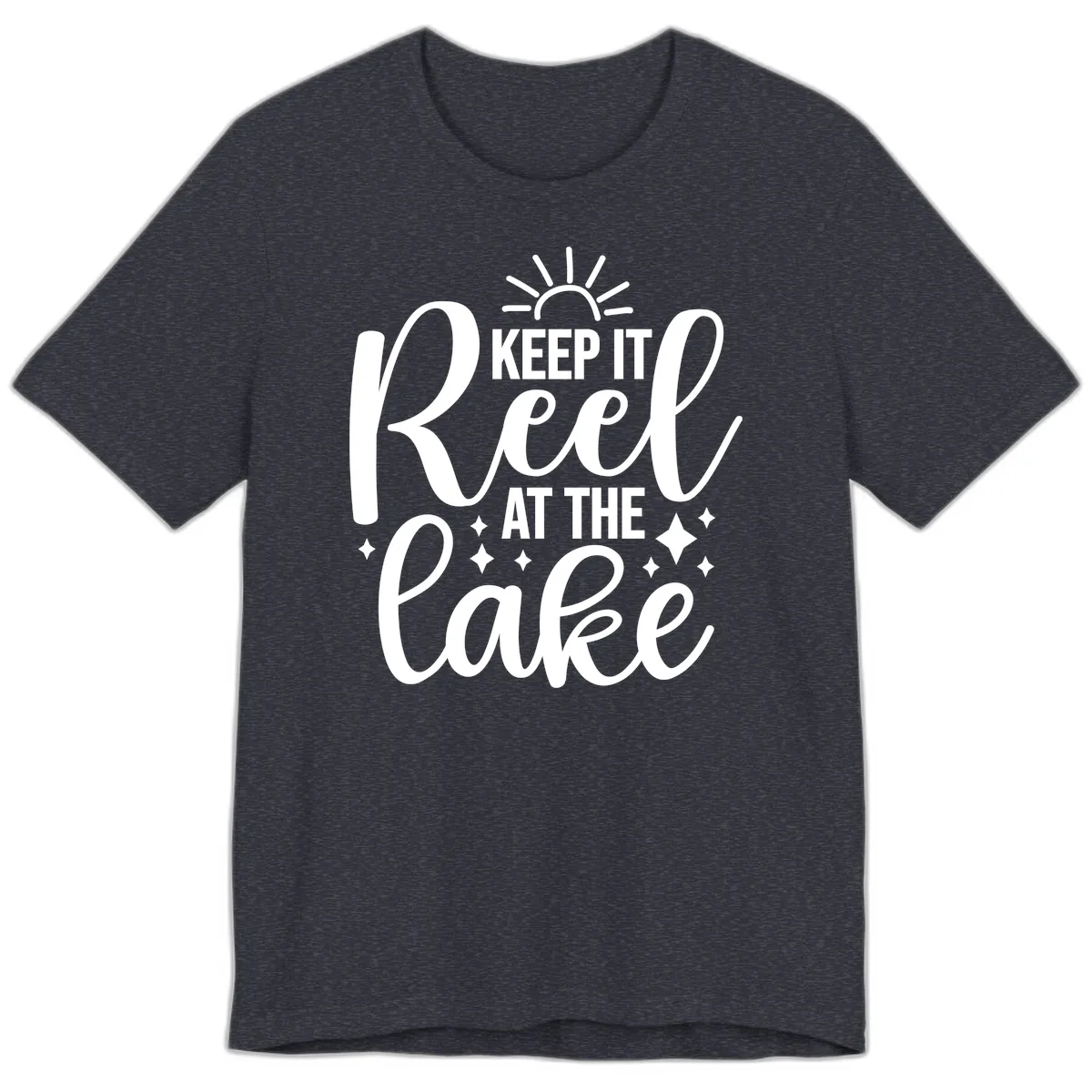 Keep It Reel At The Lake Design Premium T-Shirt in Heather Navy