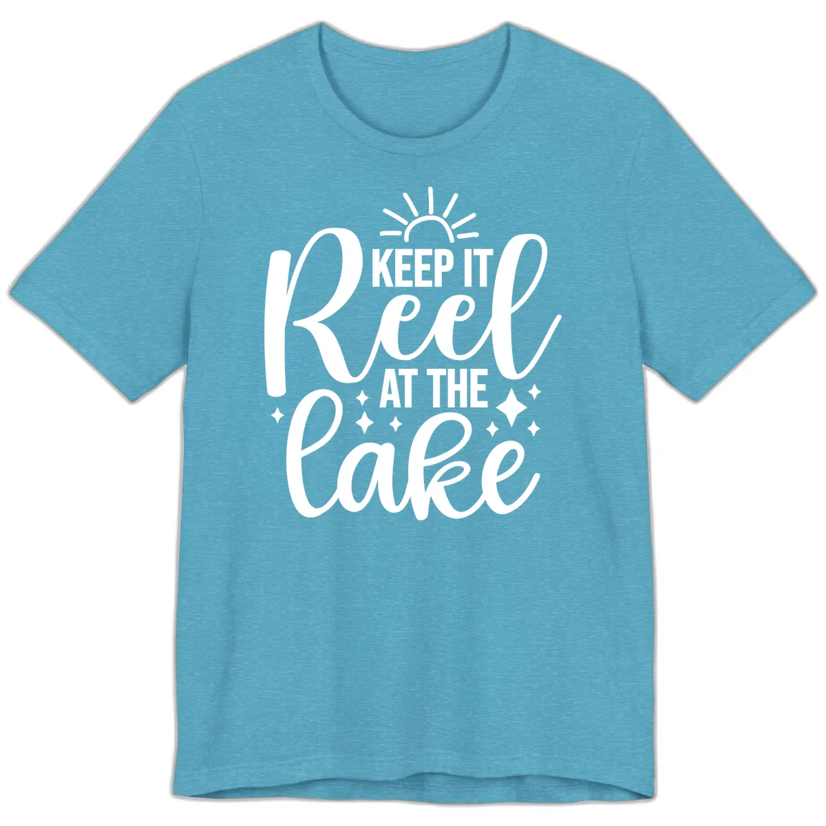 Keep It Reel At The Lake Design Premium T-Shirt in Heather Aqua