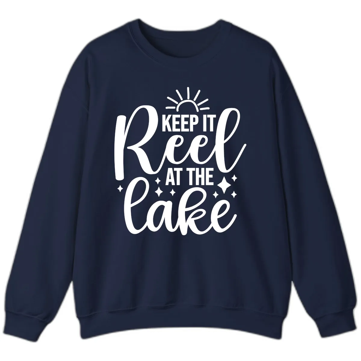 Keep It Reel At The Lake Design Sweatshirt in Navy